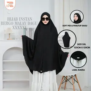 Rubina - Bergo Malaysia Dagu Super Jumbo XXXXXL soft pet malay Crinkle Airflow Premium Kerudung Panjang Muslim Jilbab Instan syari Pad