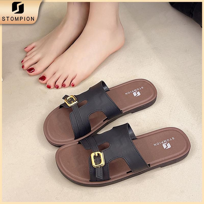 STOMPION Dép nữ chữ H sang chảnh đế êm nhẹ phong cách Hàn Quốc đơn giản kiểu dáng sang trọng