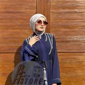 Abaya Aluna Furshan Saudi Original Payet Import Free Belt Tassel Abaya Mewah Pesta