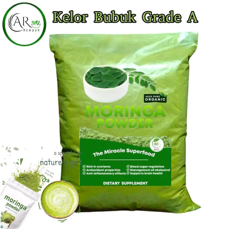 Daun Kelor Bubuk Murni Grad A 1kg Powder Hijau 0
