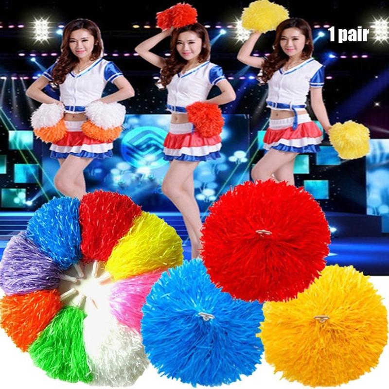 1pair Double hole handle Dress Costume Competition Flower Cheerleading Cheering Ball Cheerleader pompoms Club Sport Supplies Dance Party Decorator 0