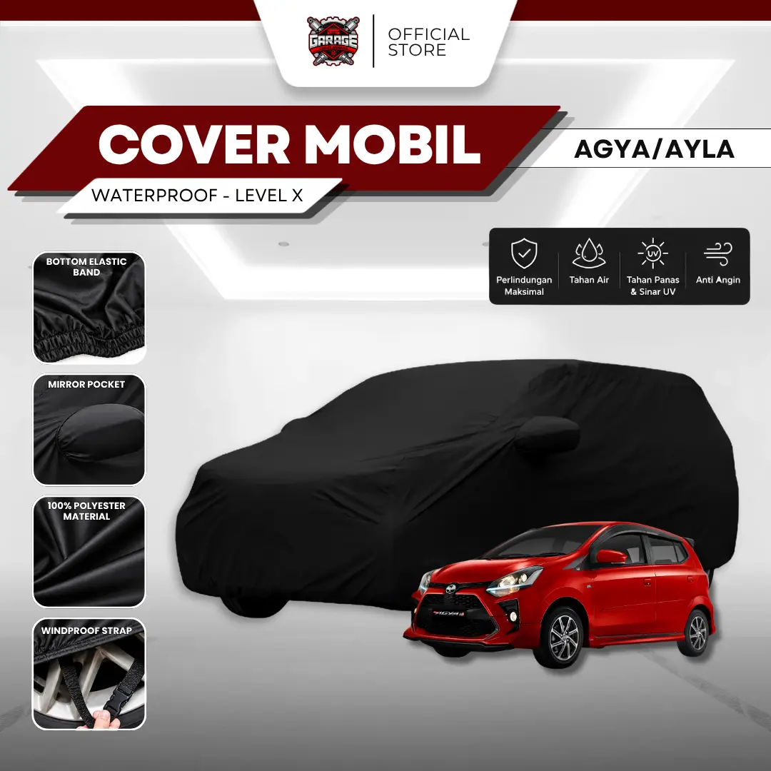 Level X Body Cover Mobil Hitam Agya – Waterproof & Perlindungan Maksimal