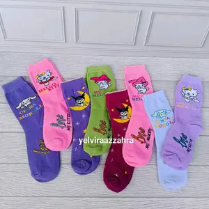 kaos kaki sekolah anak perempuan PAUD TK SD 4-9 TAHUN Fashion motif Kuromi