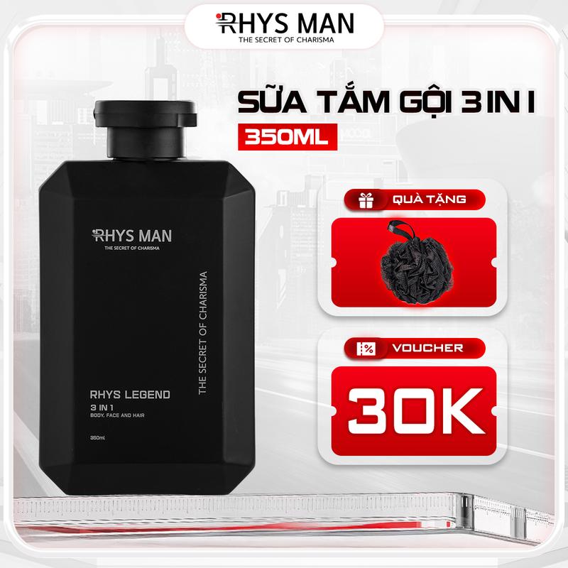 Sữa tắm gội nam RHYS MAN hương nước hoa 3in1 Rhys Legend 350ml Dưỡng Thể nam  gioi