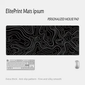 Mouse Pad Contour Line Anime Japan Style Kontur Hitam Putih Karet Non-Slip Rubber 80x30cm untuk Gaming DeskMat Aesthetic Cartoon Texture Computer Mouse Pad Kualiti Tinggi Anti Selip