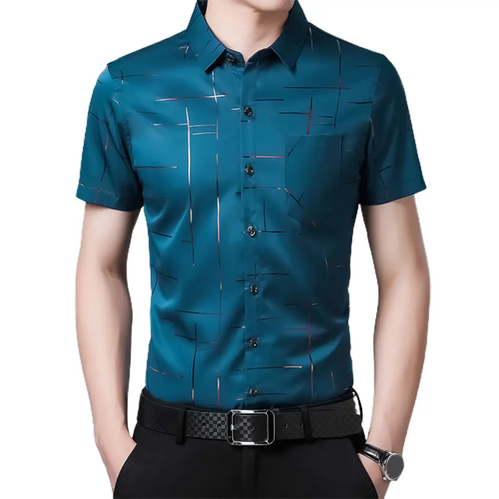 Áo Mùa Hè, Áo Sơ Mi Nam Tuyệt Vời, Chống Nhăn, Mượt Mà, Chống Mài Mòn, Tuyệt Vời, Thích Hợp Cho Việc Mua Sắm Và Công Tác, Lý Tưởng Cho Mùa Hè, {Wr}