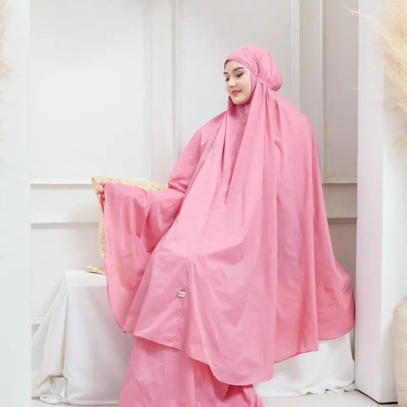Dzakiyya - Mukena Aura  2in 1 Travelling Bahan Katun Atasan Lembut Nyaman Panjang Wanita Muslim Hitam Dewasa 2