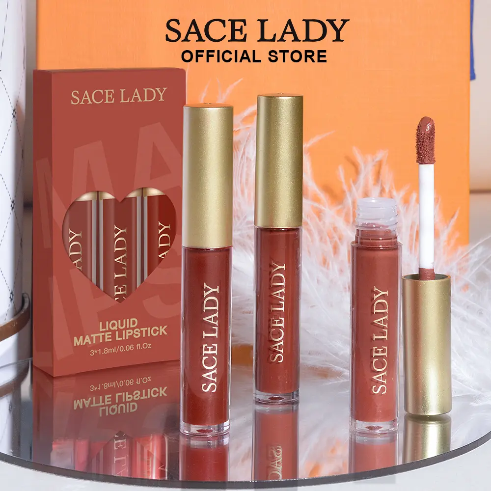 [COD] SACE LADY Matte Liptint Set Long Wearing Waterproof Mini Liquid Lipstick Kit Highly Pigmented Lip Makeup 3Pcs Set 5.4ml