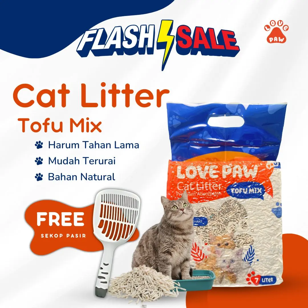 [ GRATIS SEKOP ] Love Paw Pasir Kucing Gratis Sekop Gumpal Wangi Vanila Susu 7 Liter - Cat Litter Premium Soft Mudah Menggumpal Aman tidak berdebu aman untuk anak kucing gratis sekop