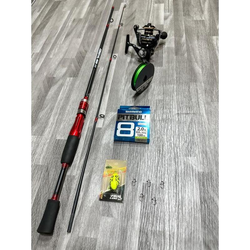 Combo Cần câu Lure  DYAWA & máy AC 2000Tặng Kèm  Dây PE x8 & Nhái Hơi *  khoá link snap