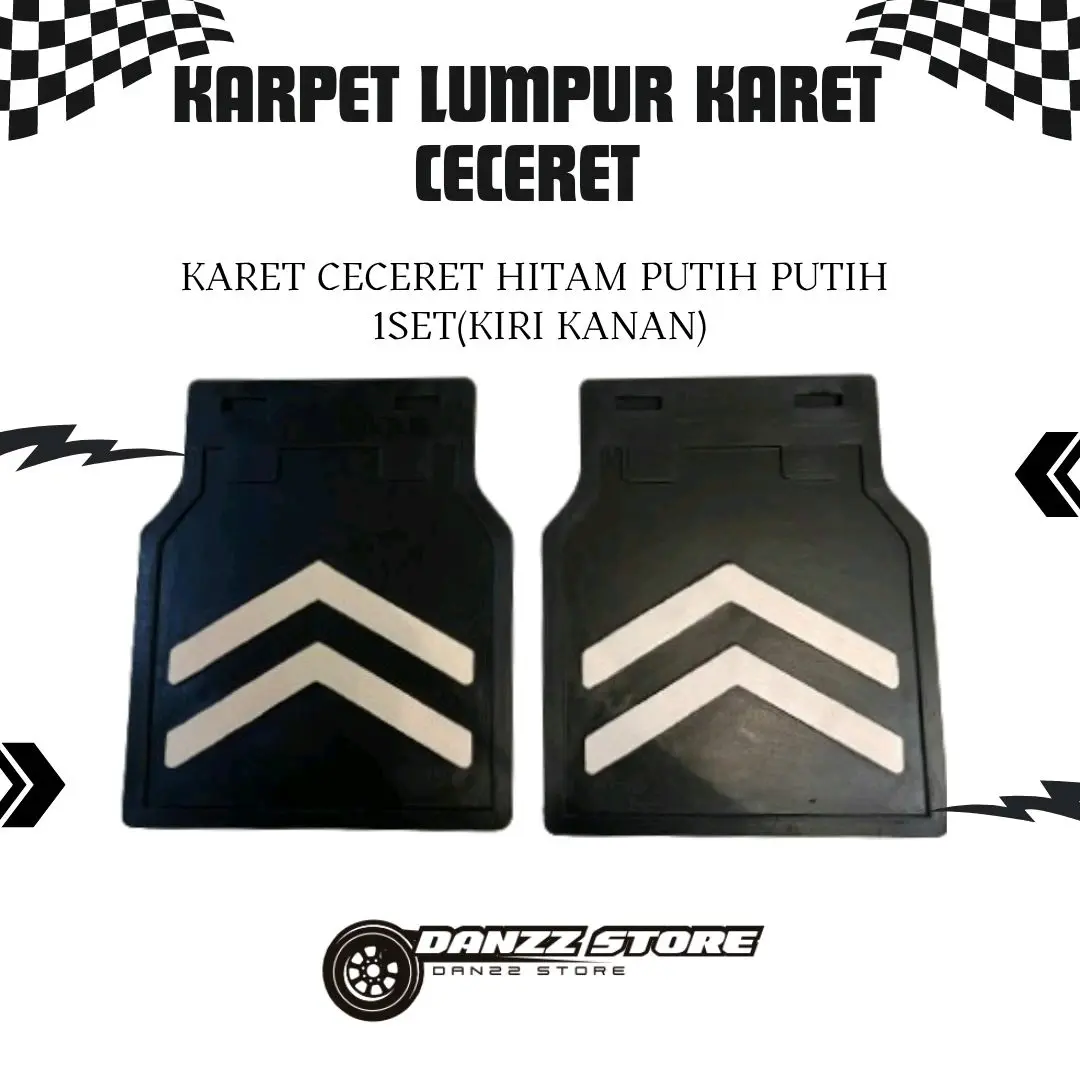 Karet Lumpur Karet Ceceret Spakbor Mobil 1Set(Kiri Kanan) Warna Hitam Putih Putih