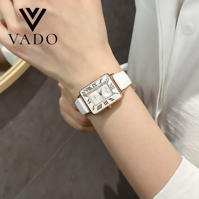 [LIVE] Đồng hồ nữ nhỏ gọn mặt chữ nhật dây da , phong cách cổ điển sang trọng - DHJ7766 JRANDE