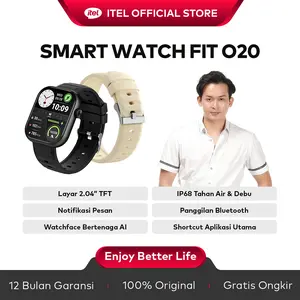 [Exclusive Free Strap Steven stenlly] itel Smart Watch ISW-O20 AI Watch Face | Pemantau Kesehatan 24 Jam | Panggilan BT | Layar HD 2.04" | Tahan Air IP68