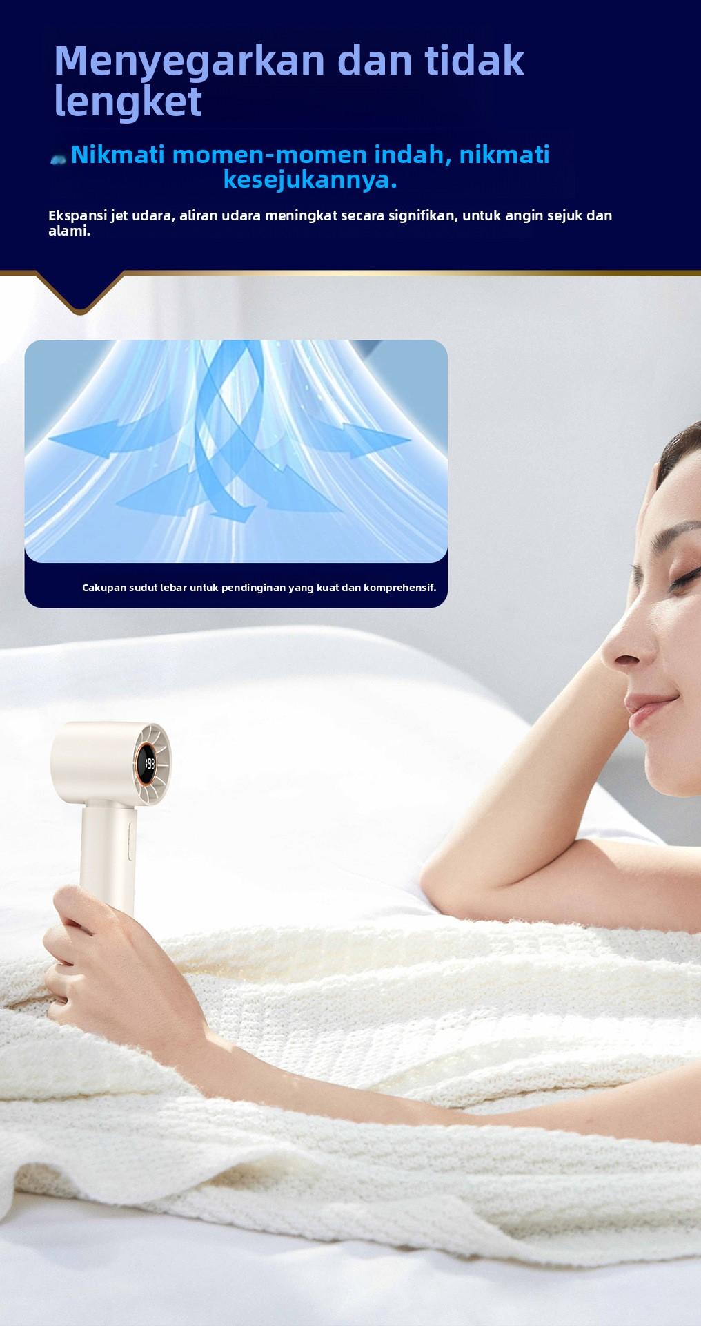 Kipas Mini Kipas Angin Portable Turbo Mini Fan Portable High-Speed LED Fan 199 Gear Kipas