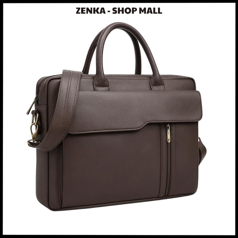  Cặp xách công sở đựng được laptop 15.6 inch Zenka nhiều ngăn rộng rãi phong cách thanh lịch sang trọng_ZKC20 Nam Da  Bag 