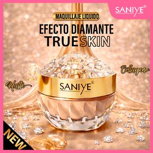 SANIYE - Maquillaje de Diamante "True Skin", Con Colágeno, Base Líquida de Alta Cobertura, Acabado Matte y Suavizado Instantáneo，Maquillaje de larga duración
