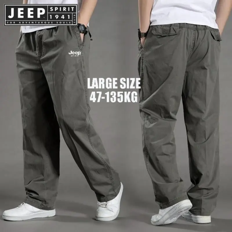 Quần Ống Rộng, JEEP SPIRIT 1941 ESTD, Quần Túi Hộp Nhiều Túi, Ngoại Cỡ, Ống Đứng, Quần Thường Ngày Cho Nam, Phong Cách Thường Ngày Ngoài Trời, Dáng Rộng Vừa Vặn, Quần Thể Thao, Ôm Sát, Trơn, Thường Ngày Menswear Pants Xanh Lá