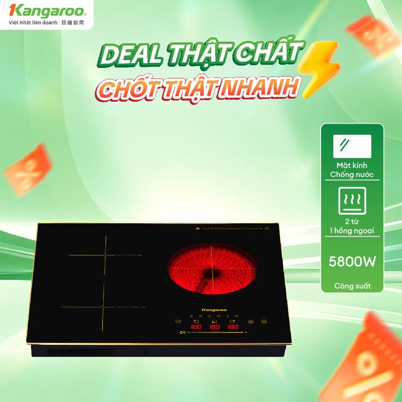 KG446i | Bếp ba vùng nấu điện từ hồng ngoại Kangaroo - Công suất 5800W