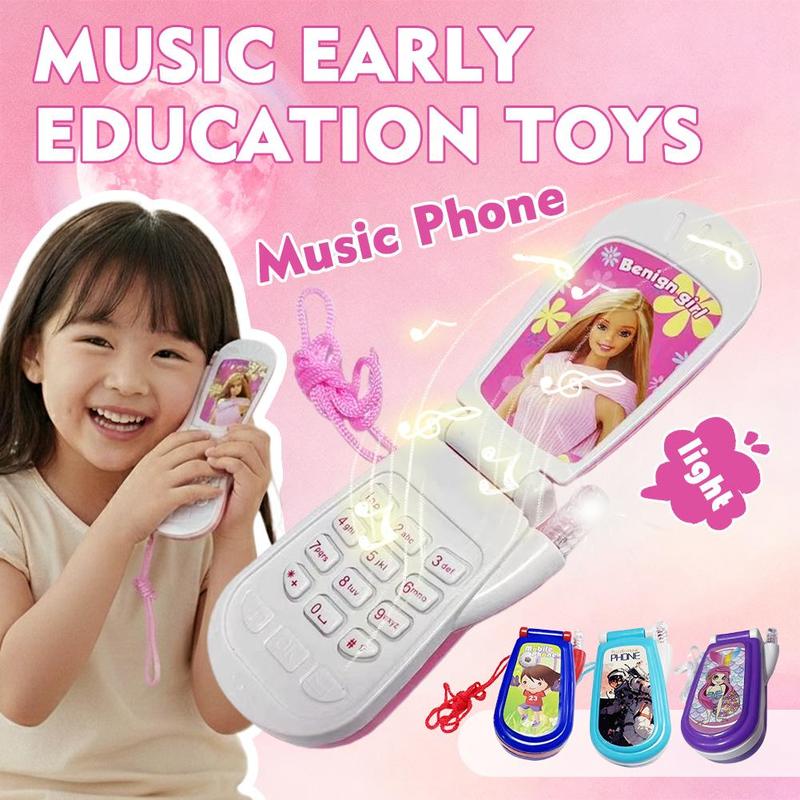 Điện thoại gập mô phỏng cầm tay cho trẻ em, đồ chơi hoạt hình phi hành gia, âm thanh, thiết kế phát triển, đèn chơi Q2U4