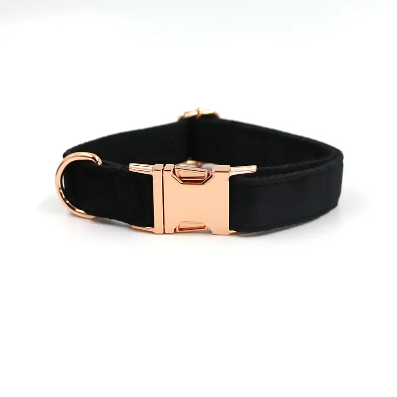 Black Customizable Dog Collar with Pet's Name and Phone Number Engraved on Buckle, Personalized Pet Collars for Shiba Inu & Shih Tzu & Poodle, etc.