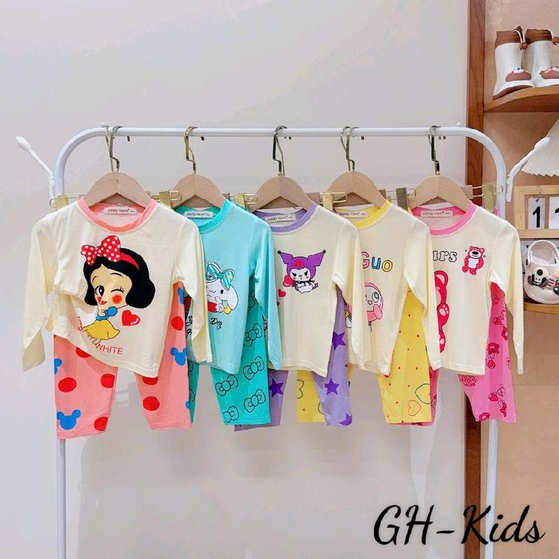 Bộ Dài Tay Thun Lạnh Minky Mon Cho Bé Gái Từ 10-26kg Mềm Mịn Mát Mẻ Cao 80-122Cm