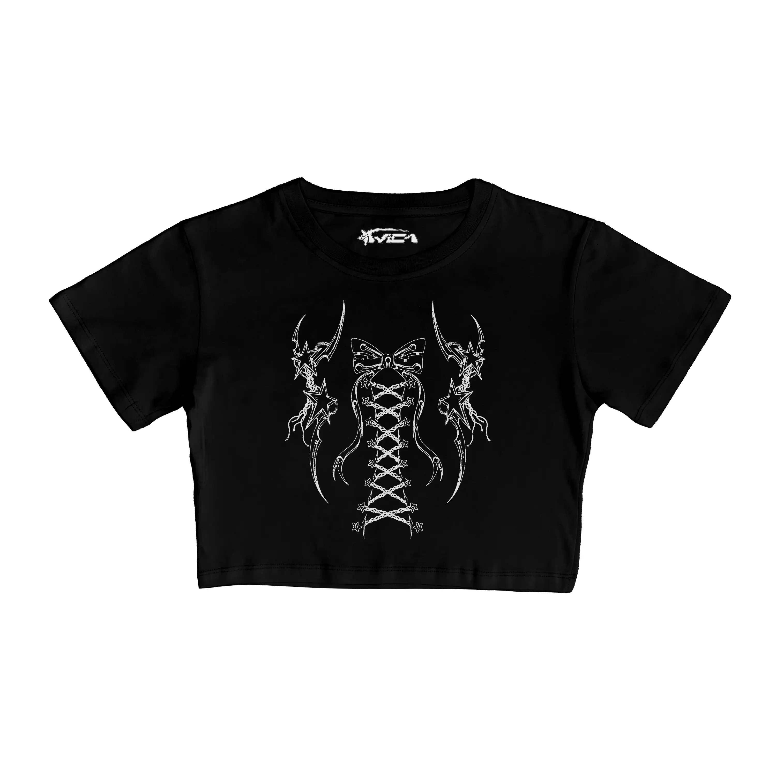CROP TOP GOTH GIRL Y2K STYLE SLIM FITTING Combed High Tee Kaos Wanita