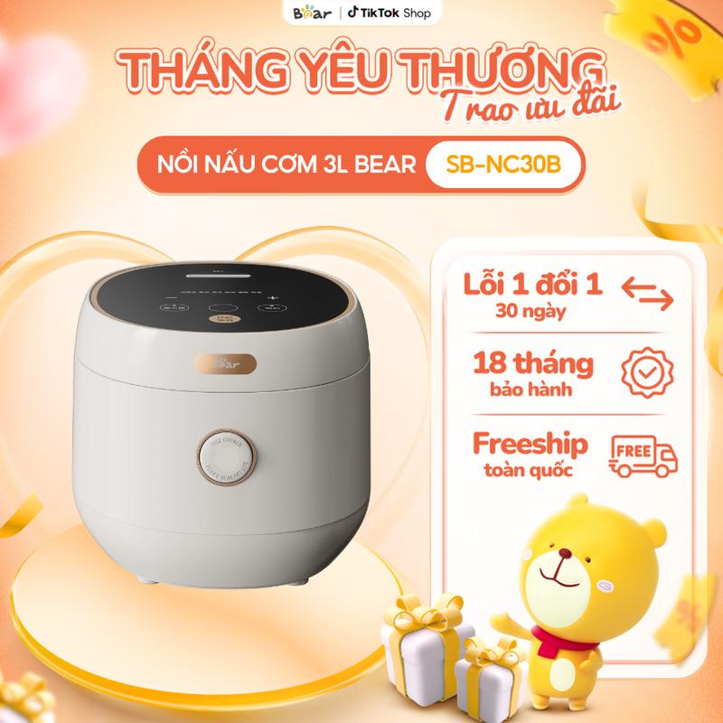 [Giá Hời] Nồi Cơm Điện Tử BEAR 3L Nồi Nấu Ăn Đa Năng Lòng Nồi 6 Lớp Chống Dính Chống Cháy Dễ Vệ Sinh SB-NC30B