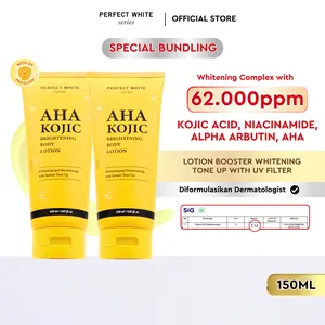 [2pcs] [150ml Tube] PERFECT WHITE AHA Kojic Brightening Body Lotion UV Filter Tone Up | Hand Lightening Pencerah Mencerahkan Tubuh Kaki Tangan with Kojic Glycolic Acid HB Handbody Whitening