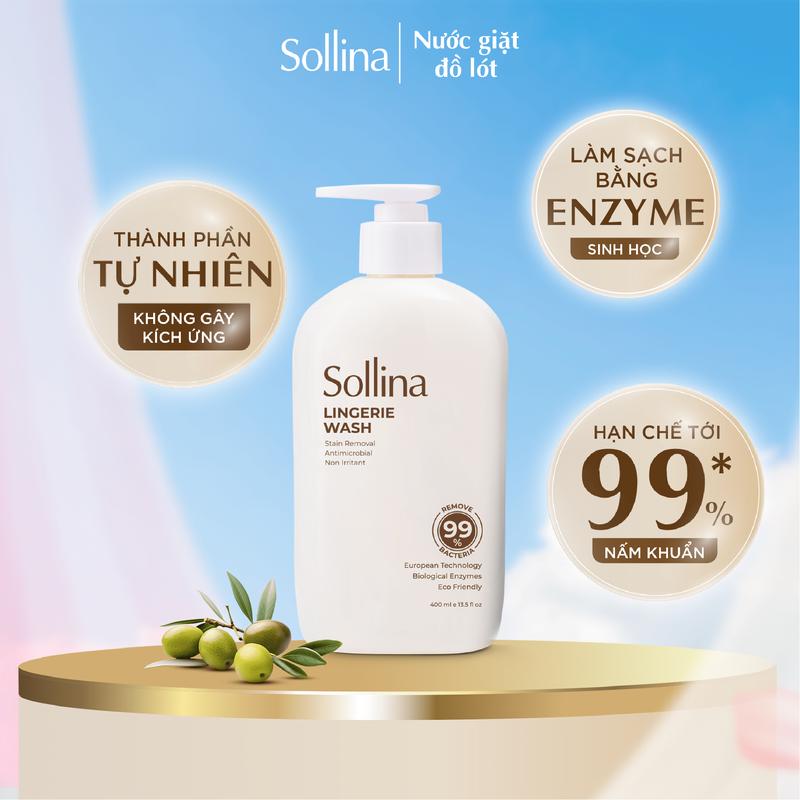 Nước giặt đồ lót chuyên dụng Sollina 400ML Hỗ trợ Làm Sạch & Kháng khuẩn, khử mùi, An toàn cho da nhạy cảm