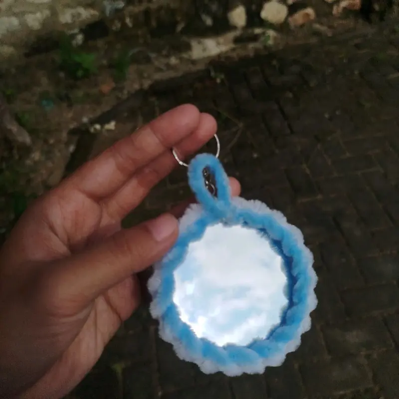 Cermin mini bunga kawat bulu, cermin lucu Gift Ganci keychain Kunci gantungan Aksesoris cermin makeup souvenir 5