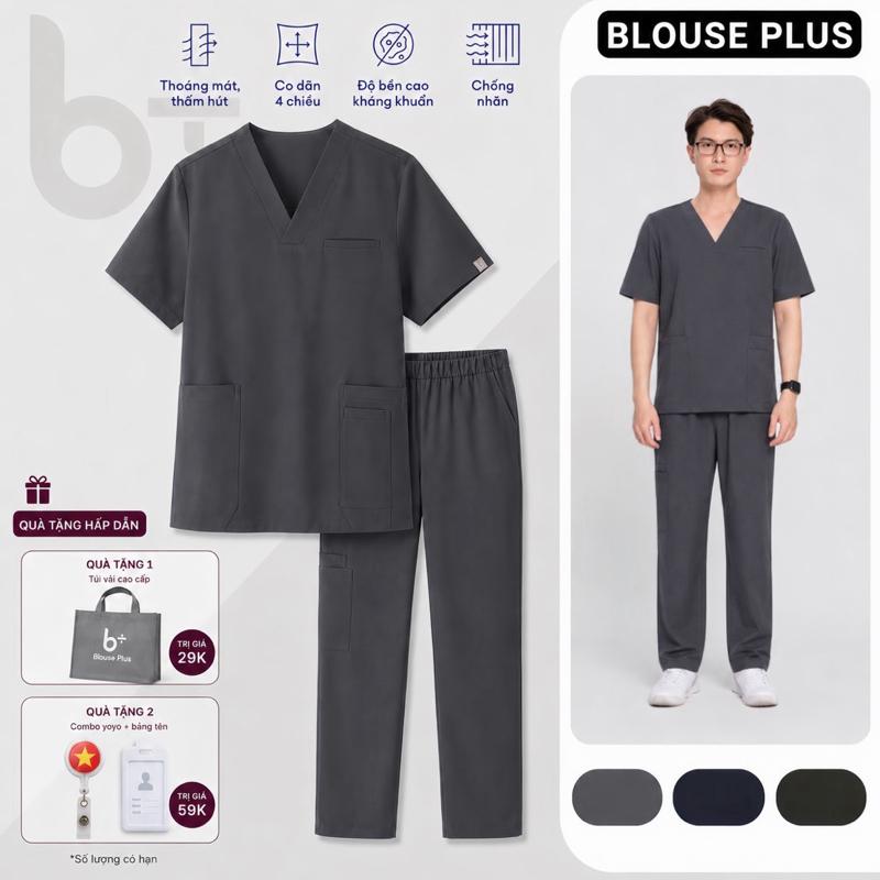 SLOWSTITCH SCRUBS Set bộ nam cao cấp BLOUSE PLUS Bác sĩ, Y tá, Nhân viên phòng khám, Nha khoa Spa. Chất liệu Kaki Nhật Nhập Khẩu ít nhăn không xù lông không ra màu 04 màu sắc. Size từ XS đến XL Thiết kế cao cấp, chuyên nghiệp