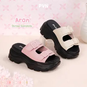 PVN Aran Strap Sandals Hitam Krem Wanita 217