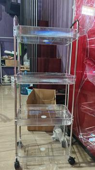 Product Review of 【SPESIAL Live COD 24 Shipping】AONEZ Rak Troli Susun Stainless steel RakKosmetik Serbaguna Rak kamar mandi Rak Salon Trolley Dengan Keranjang jaring akrilik transpara rak meja aesthetic from M** E**a 2