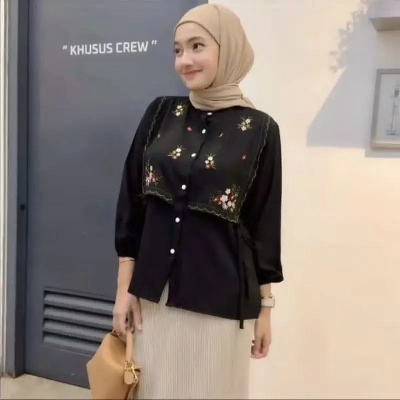 VAV - NARIKA BLOUSE TALI COMBI MOTIF BUNGA / ATASAN BLOUSE WANITA -PN 2