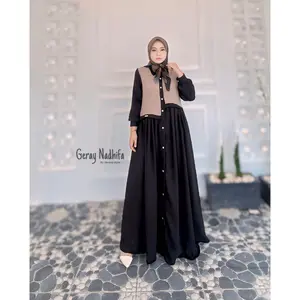 Gamis tania cringkle airflow by dereza style terbaru Kancing Muslim Dress Wanita