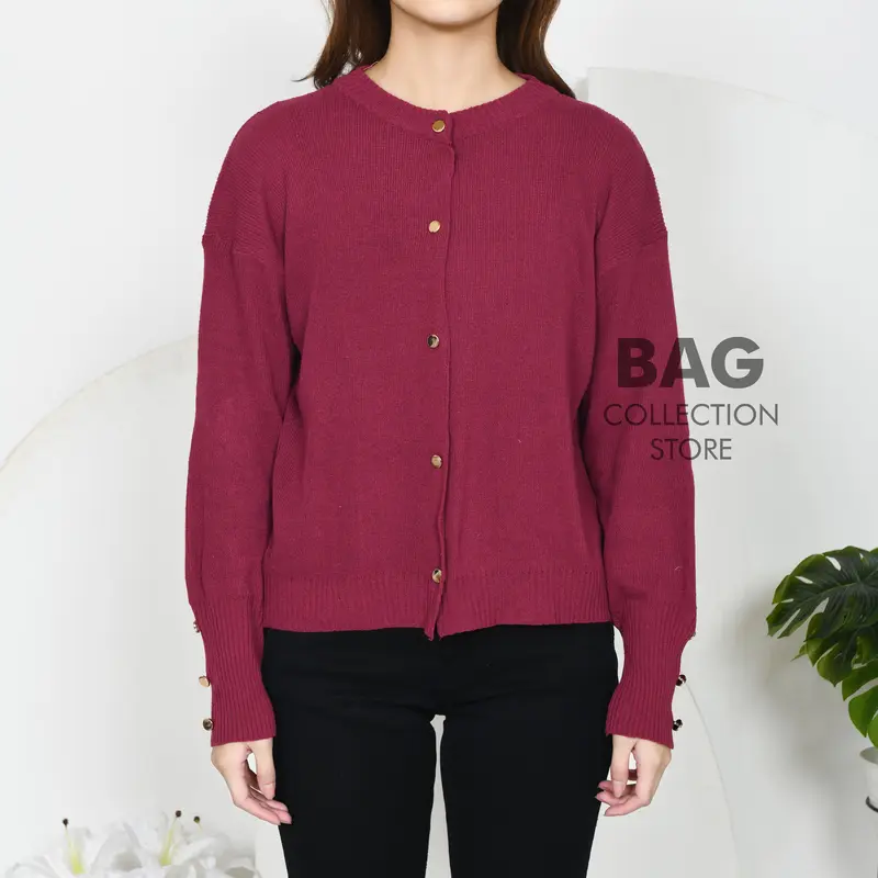 BAG - [PREMIUM] Inara Cardigan Kancing Gold Knit Atasan Wanita Kekinian Korean Style Knitwear Kardigan Outer 4