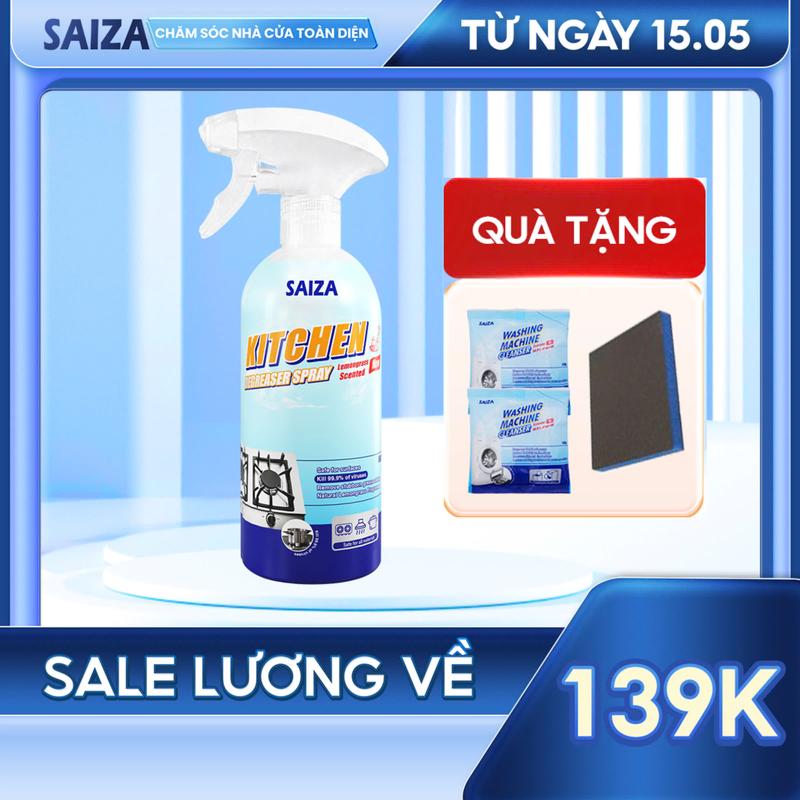 [Mua 1 Tặng 3 Quà] - Mua 1 Chai Xịt Vệ Sinh Nhà Bếp Đa Năng SAIZA - Tặng 2 gói Bột Vệ Sinh Lồng Giặt Giúp Làm Sạch Lồng Giặt+1 Miếng Chà Nhám