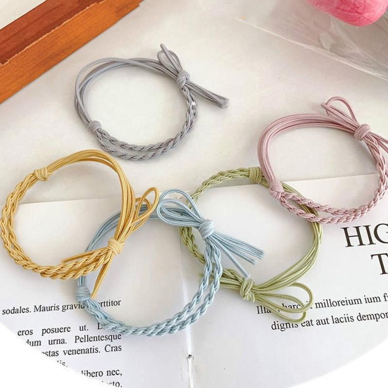 Băng Đô Cài Tóc Dệt Tay Chất Lượng Cao, Có Nơ, Độ Đàn Hồi Cao, Dây Cao Su Co Giãn, Thích Hợp Cho Phụ Nữ 0