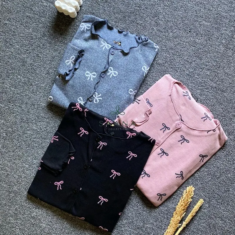 Study_Storee•Cardigan Wafle Motif Pita&Kupu-Kupu//Cardigan Crop Motif Atasan Wanita Outer