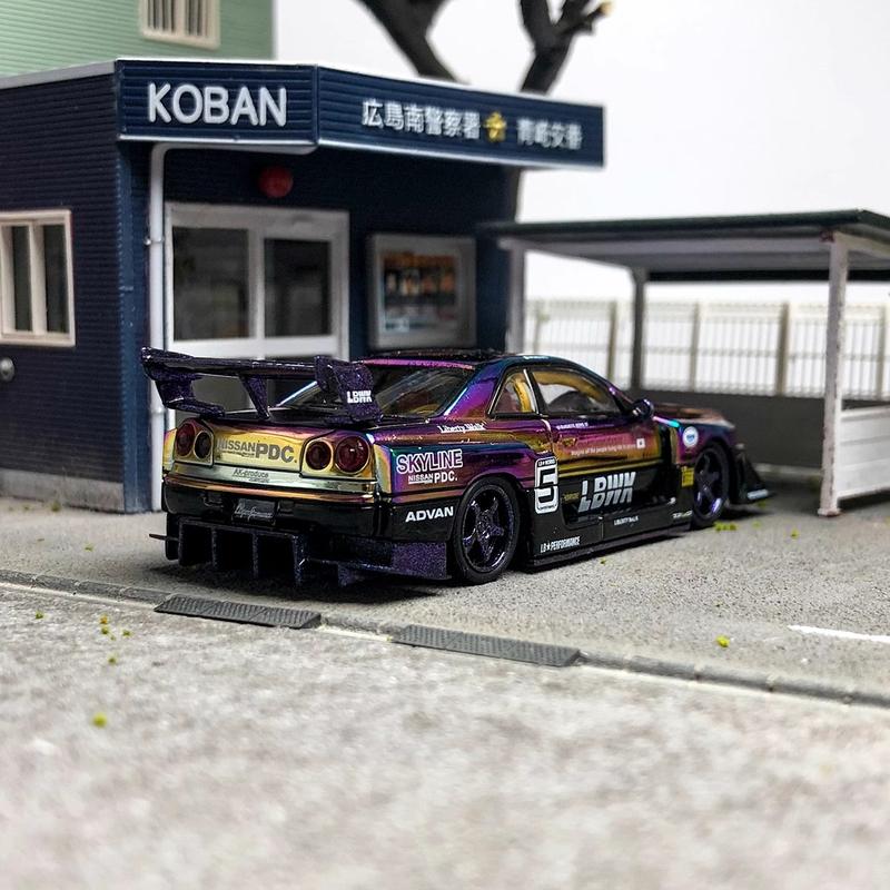 Product Introduction of CM Model 1 64 Nissan ER34 electroplated seven color delivery wheel hub alloy car model Alloy Diecast Car Model Collection 14