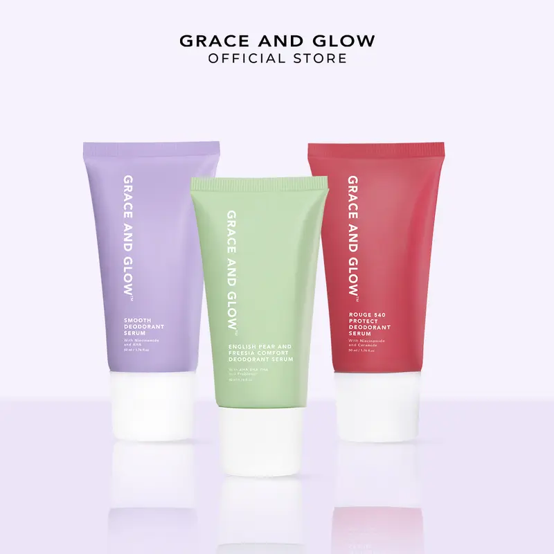 Deodorant Roll On Serum Bright & Smooth  Grace and Glow | English Pear, Rouge540, Moiselle | Mengurangi Bau Badan, Mencerahkan & Menghaluskan Kulit Ketiak | dengan Niacinamide untuk Ketiak Lebih Cerah dan Terawat 1