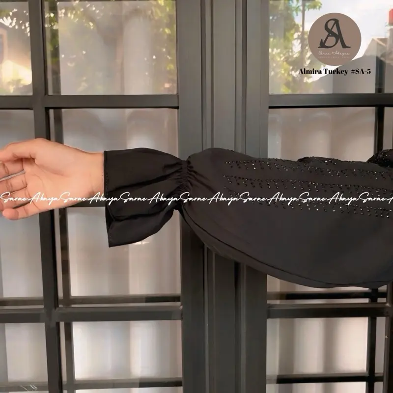 (Promo) Sarae Abaya Turkey Premium Alesha SA-57 Bordir Payet Ceruty Pesta Arab Turki Cantik Muslim Mewah Gamis Dress Wanita Lebaran Hitam Dewasa Kondangan 7