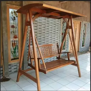 AYUNAN KAYU JATI 2 dudukan AY-201 Mebel Minimalis Kokoh untuk Taman & Teras Rumah Bahan Pilihan Finishing Natural Kualitas Terbaik Furniture