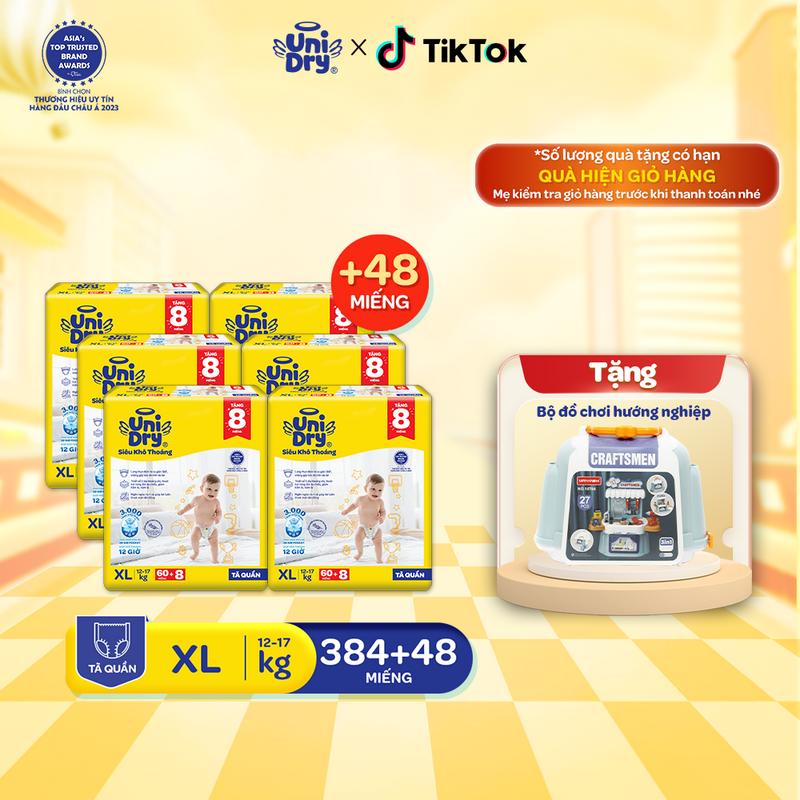 Combo 6 Tã quần UniDry Siêu khô thoáng gói Super Jumbo mới size M/L/XL/XXL