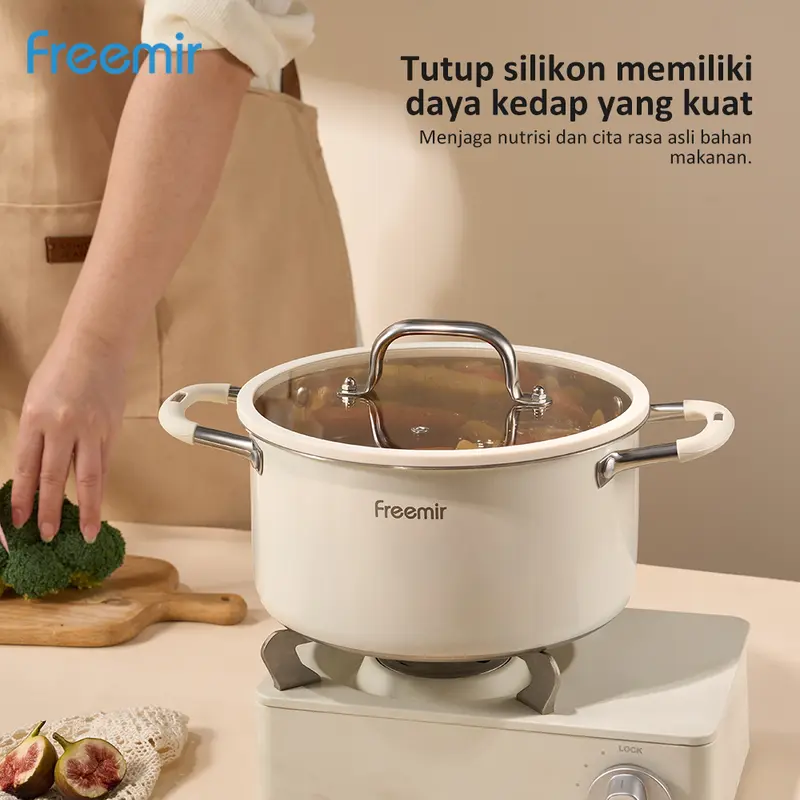 [LIVE] freemir Set Wajan Stainless 304 & 201 Food Grade Anti Karat BONUS KOMPOR LISTRIK 9 Pcs Beige 22/20/20/16/15cm Wajan Anti Lengket Alat Masak Penggorengan Lengkap Masak Gulai Kitchenware 3