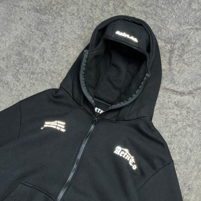 AETN - Balaclava Hoodie Zipper Boxy Miracles Black 375gsm Reflektif 3