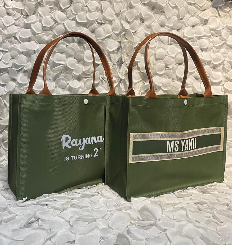 Tas Sovenir Nikah-Tas Sovenir Ulangtahun-Tas Seminar-Tas Arisan-Totebag-Gisel-LOTUS Hijau 2
