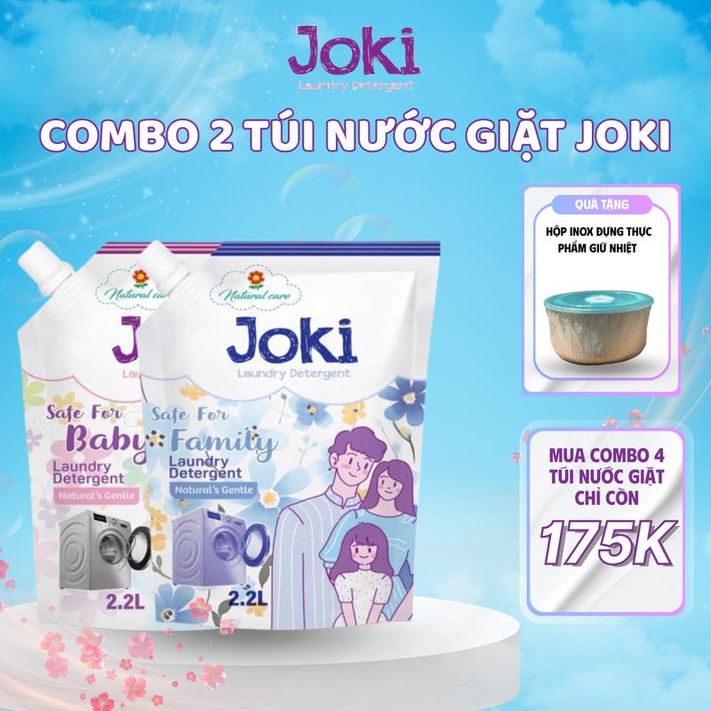 Combo 2 Túi Nước Giặt Hàn Quốc Chính Hãng Thương Hiệu Joki 4.4kg Hương Thơm Dịu, An Toàn Cho Da, Giặt Sạch Mềm Vải Khử Mùi Hiệu Quả
