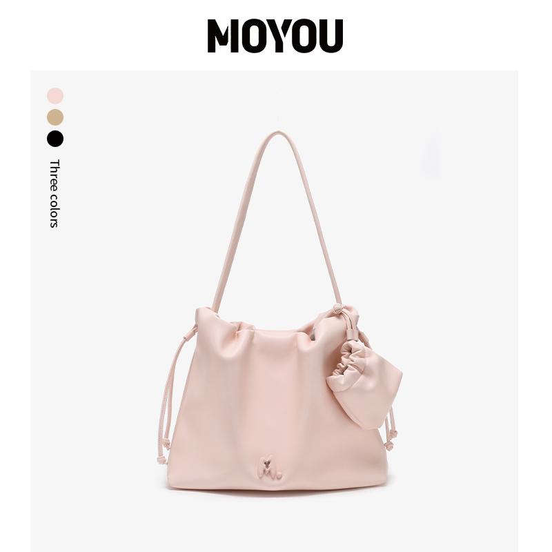 Túi Bucket, MOYOU, Xu Hướng Thời Trang Mới Đến Túi Đeo Vai Sức Chứa Lớn, Thiết Kế Dây Rút Sành Điệu, Có Nơ Dễ Thương