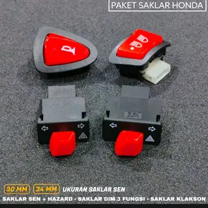PAKET SAKLAR DIM DIMMER 3 FUNGSI ON OFF LAMPU SAKLAR SEN HAZARD SAKLAR KLAKSON TOMBOL MERAH MODEL VIETNAM UNIVERSAL BEAT VARIO SCOOPY SPACY DLL